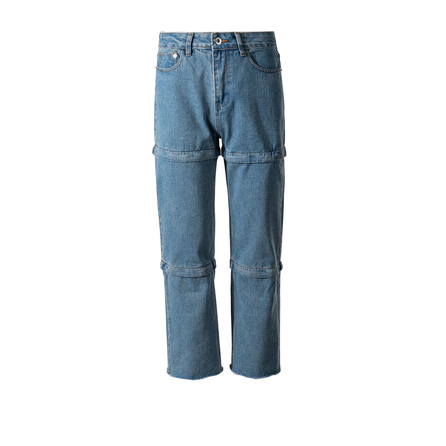 Men's Women's Autumn And Winter Urban Three-Segment Transformed Detachable Zipper Pants Men's And Women's Heavy Jeans