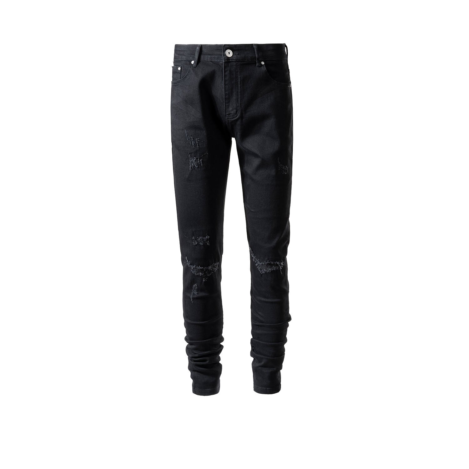 Men's Women's Spring And Summer Urban High Street Micro-stretch Fabric Trousers Unisex Scrub Black Jeans