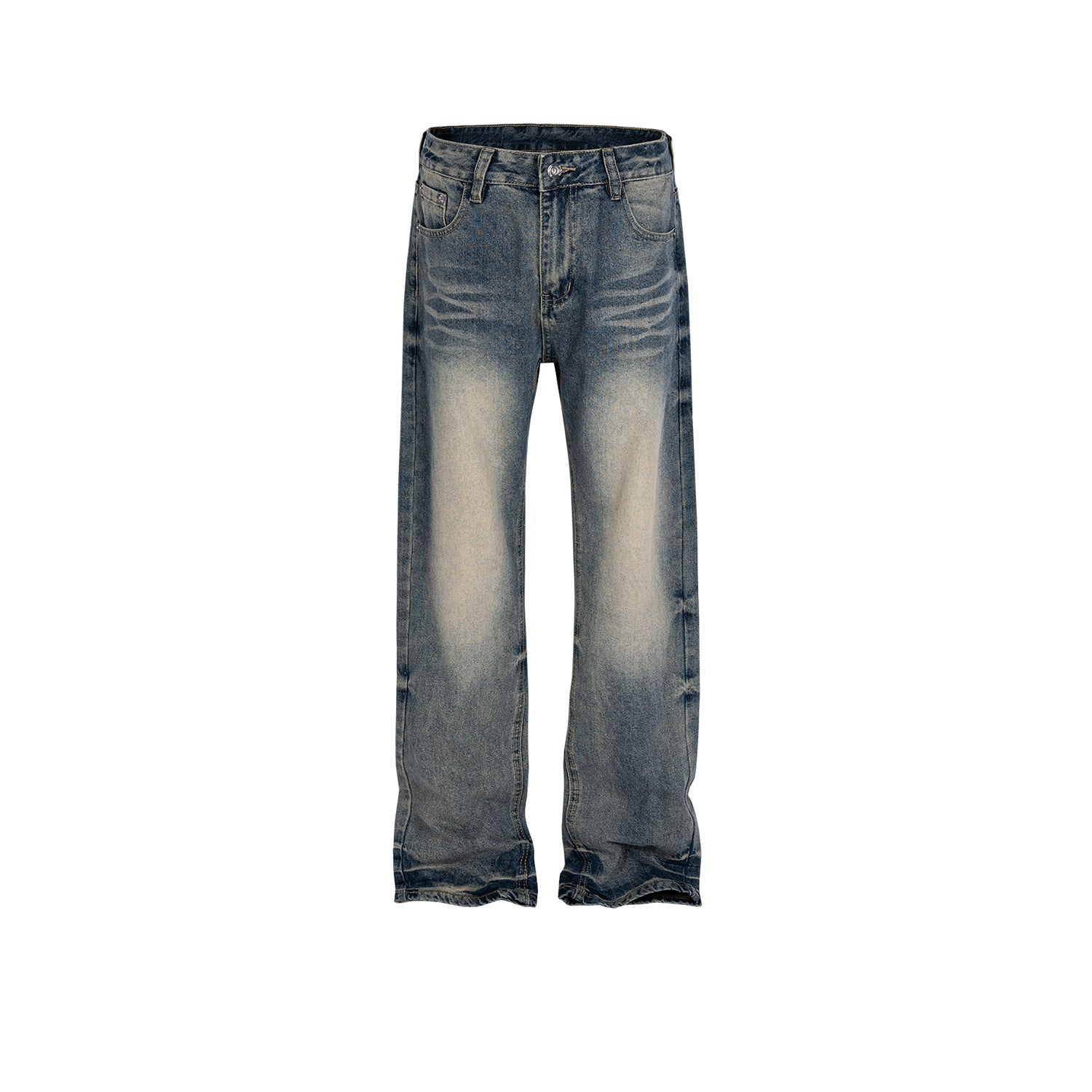 Men's Women's High Street Wash Old Texture-Modified Pants Men's And Women's Straight-Leg Couple's Trendy Jeans