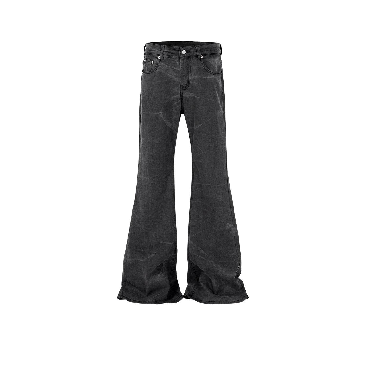Men's And Women's Washed Old Pants Unisex High Street Textured Couple's Water Corrugated Micro-La Jeans
