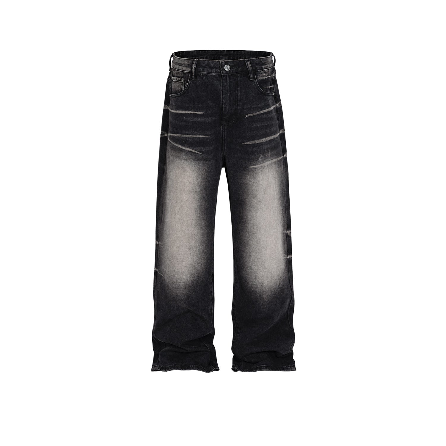 Men's Women's Wash-up Laser Textured Pants Men's And Women's High Street Style Straight Jeans Trendy