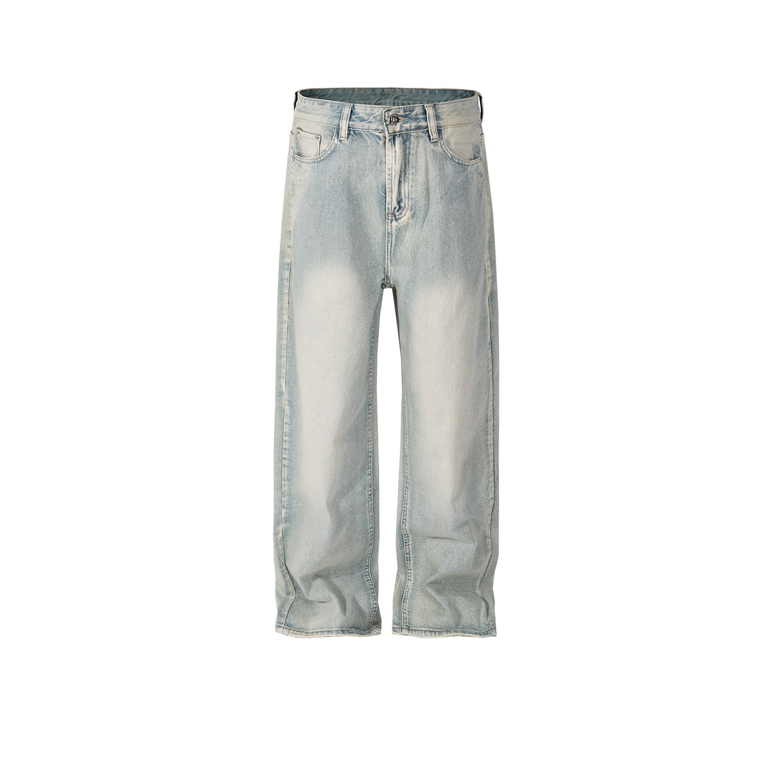 Men's Wear Women's High Street Trousers Men's And Women's Same-style White Wash Water-made Old Straight Slim-fit Multi-size Blue Jeans