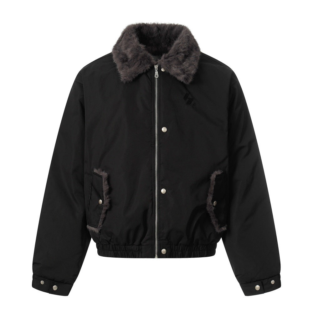 Parker Men's Winter Fleece-lined Cotton-padded Coat Jacket Vibe European And American Fashion Brand Wool Collar Lapel Tooling Loose Cotton-padded Coat
