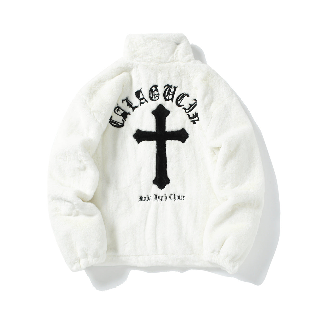 European And American Hip-Hop Printed Lambswool Jacket Men's Trendy Brand Street Loose Fleece-Lined Warm Cotton Coat For Couple