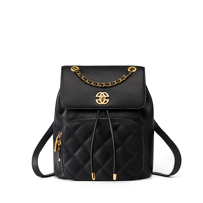 Chanel Style Chain Backpack - Women's Textured Commuter Travel Bag 2025