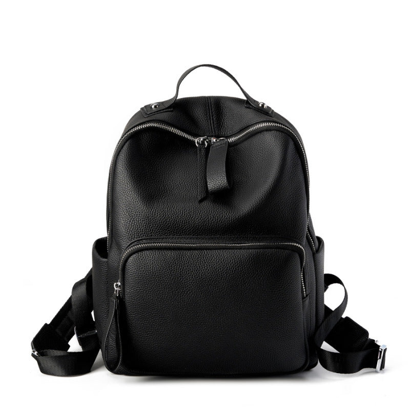 Cowhide Leather Computer Backpack - Large Capacity Commuter Travel Bag