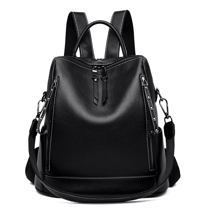Genuine Leather Backpack Women - Trendy Large Capacity Cowhide Bag 2025