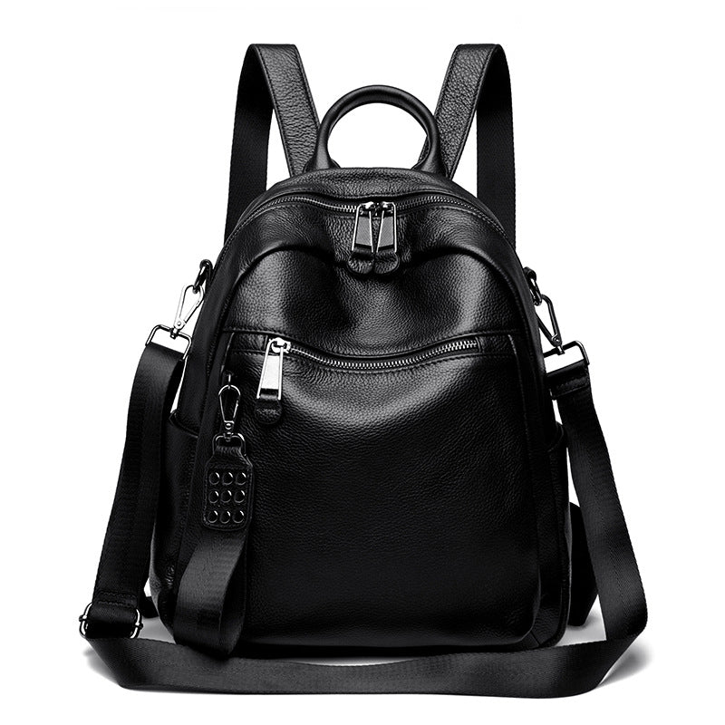 Cowhide Leather Backpack Women - Large Capacity