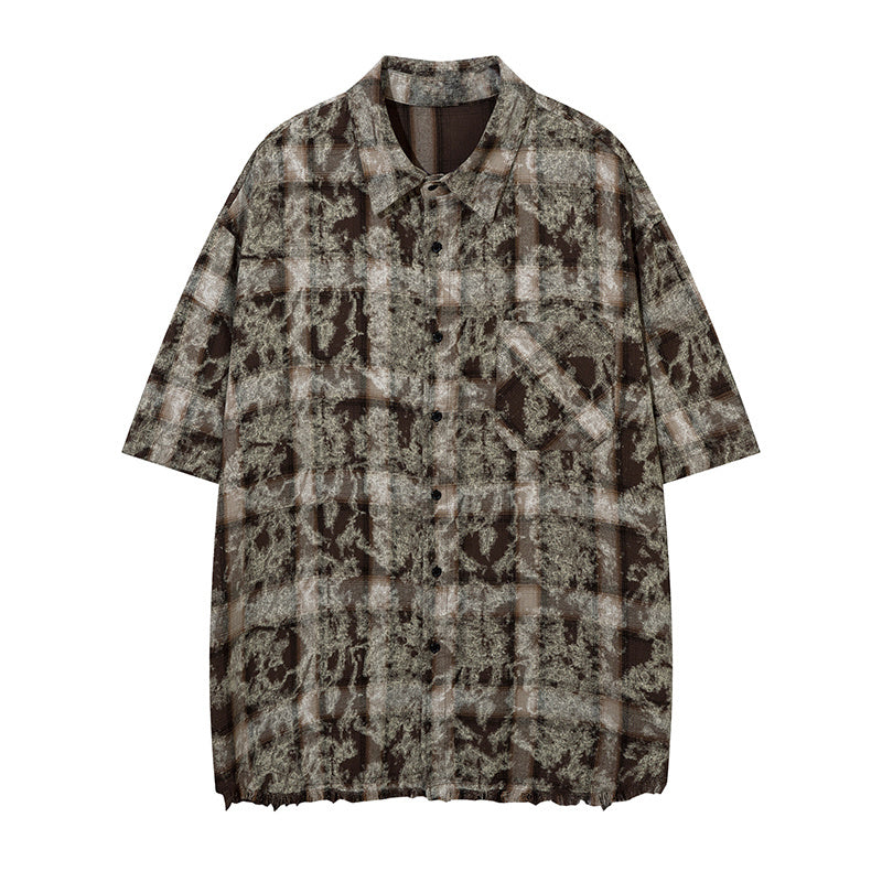 Plaid Pattern Print Shirts Long Sleeve Loose Button Up Tops Casual Summer Outwear Hip Hop High Quality Fashion Beach