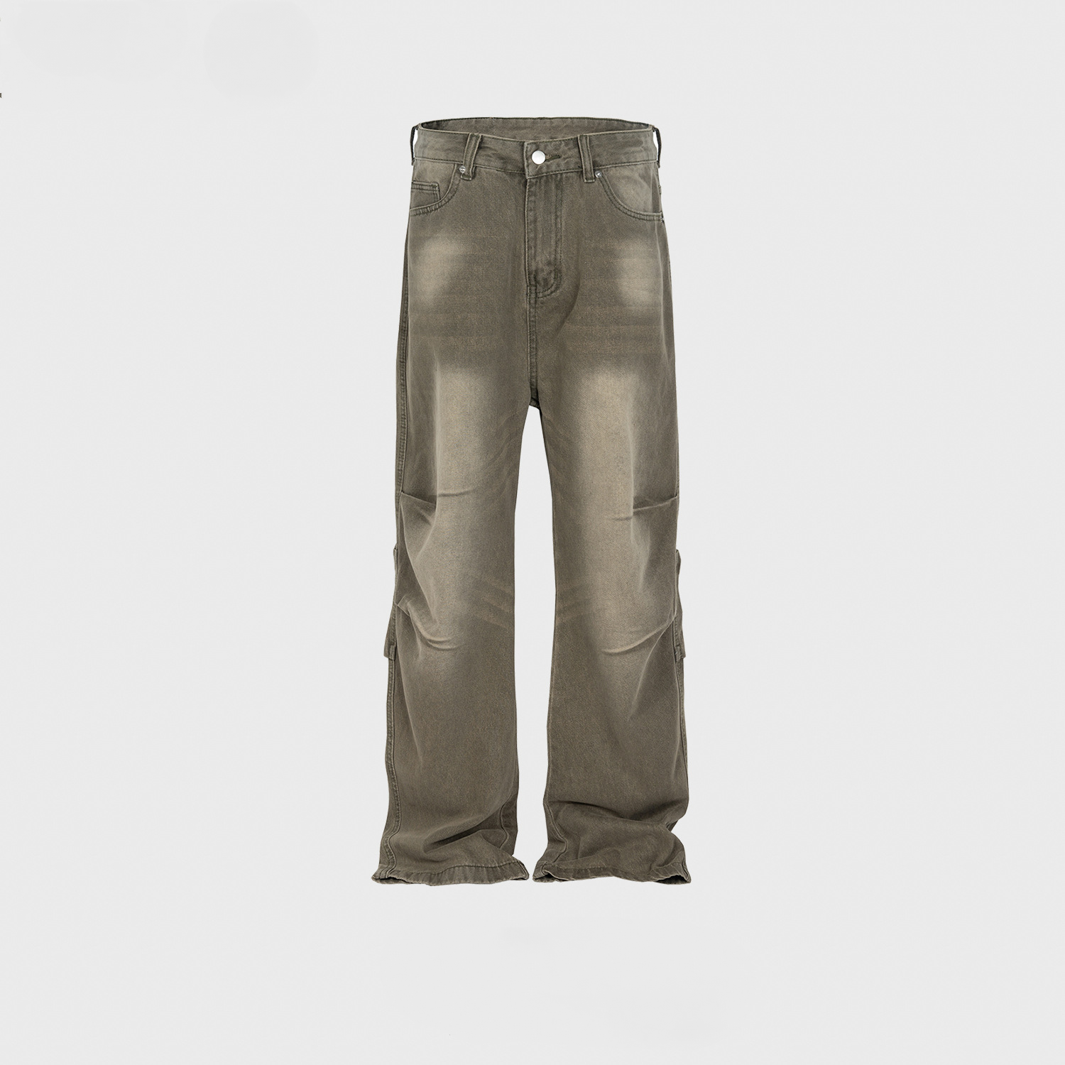 Men's And Women's Wash Old Pants Unisex Unisex Knee Belted Pleated Multi-size Trendy Jeans