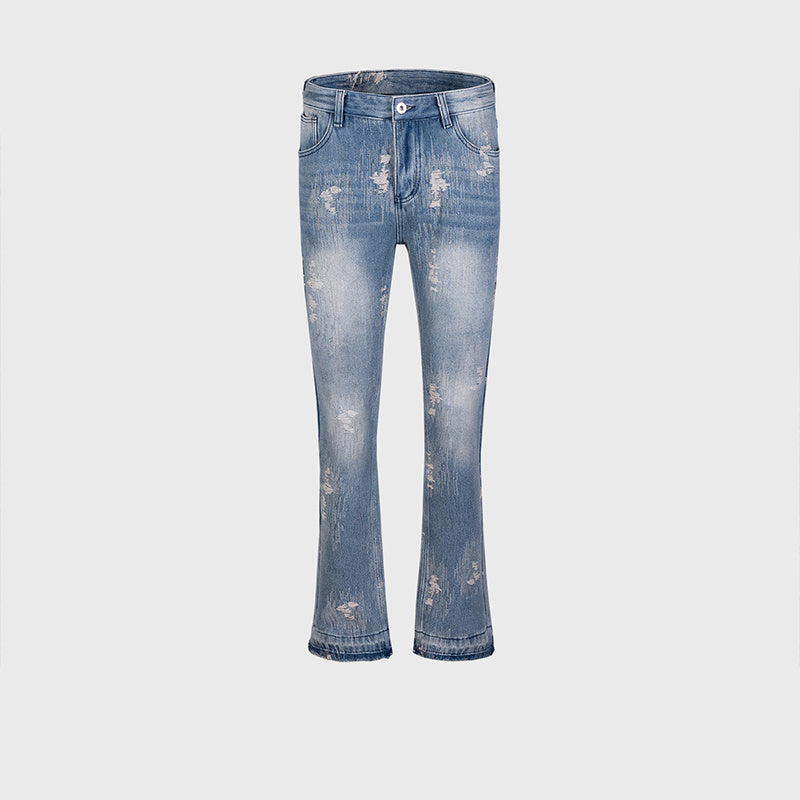 Men's Wear Women's Autumn And Winter Urban Punk Rock Style Scrub Destruction Pants Men's And Women's Washed Jeans