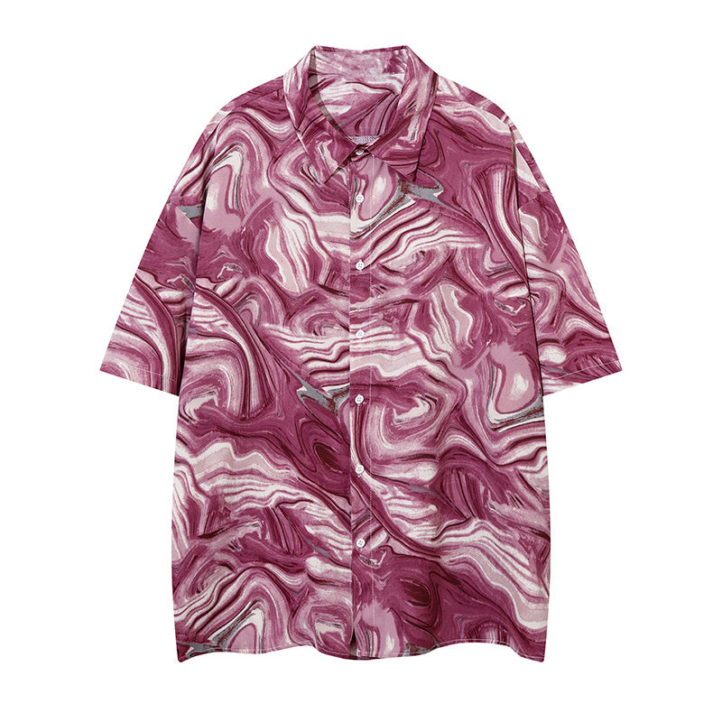 Streetwear Abstract Art Print Shirts Casual Summer Tops Outwear Short Sleeve High Quality Fashion Loose Comfortable