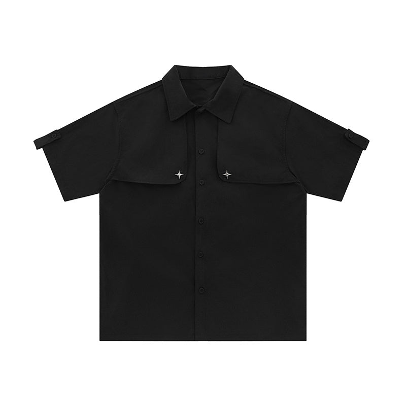 Shirts Short Sleeve Oversize Button Tops Temperament Pockets Casual Summer Outwear Comfortable Trendy