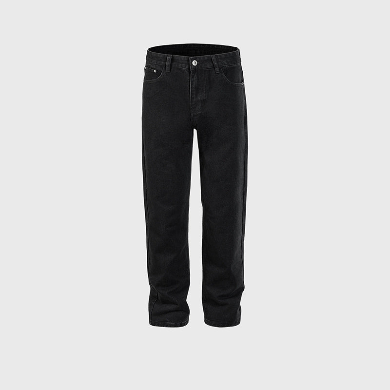 Women's Clothing Men's Spring And Summer Urban Washed Straight Pants Unisex Black Slim-Fit Ask Style Jeans