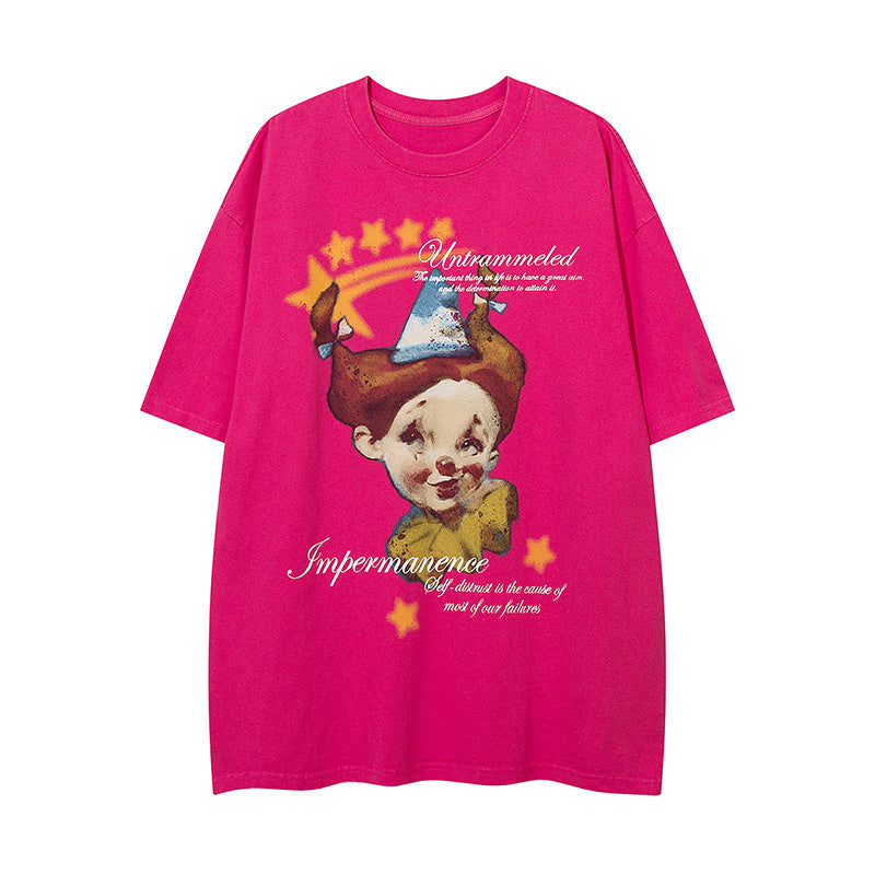 Cartoon Character Cotton Crew Neck Summer Fashion Streetwear Tee Loose Casual High Quality Short Sleeve