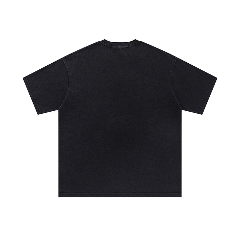 Streetwear Vintage Letter Graphic Print T Shirt Oversize Tees Fashion Summer Casual Top Short Sleeve Black
