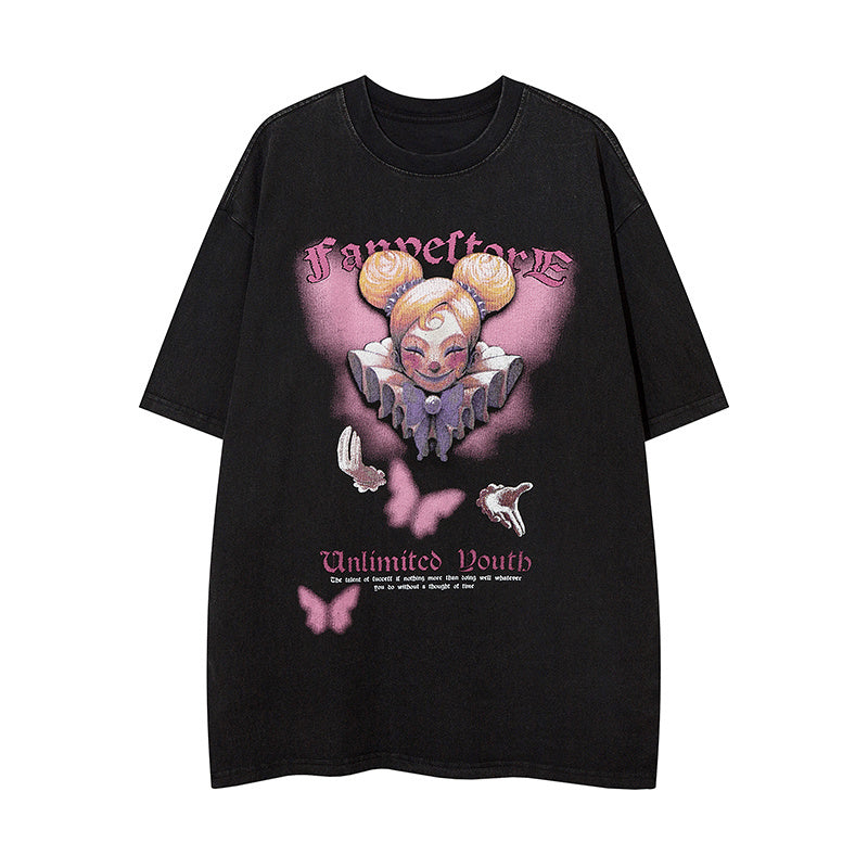 Cartoon Character Pattern Cotton Crew Neck Fashion Streetwear Tee Loose Casual High Quality Short Sleeve Summer