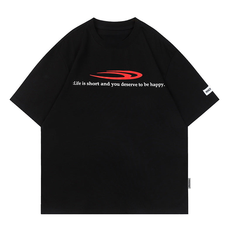 Simple Print Streetwear T Shirts Oversize Loose Short Sleeve Tee Summer Harajuku Cotton Round Neck