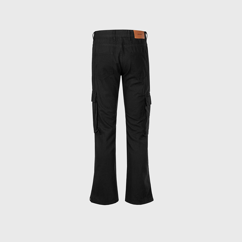 Men's And Women's Urban Slim-Fit Leg Wide Leg Trousers Unisex Black Jeans With Button Leg