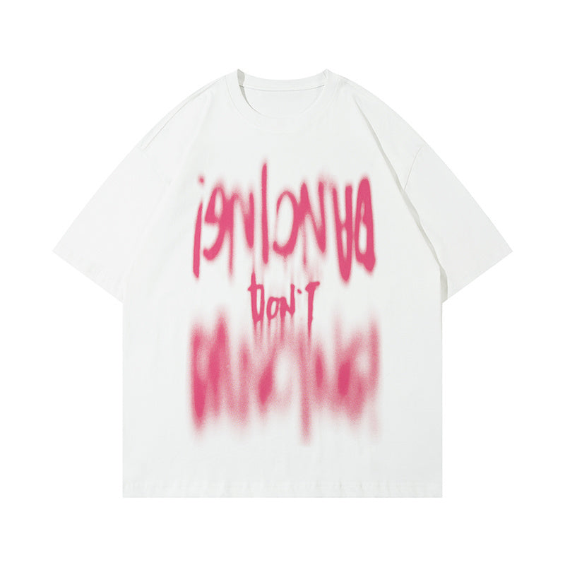 T Shirt Streetwear Big Letter Print Short Sleeve Crew Neck Summer Cotton Tee Oversize Casual Fashion