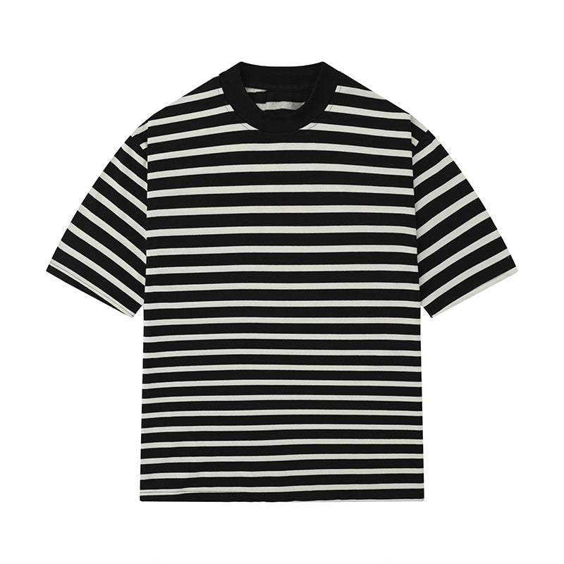 O Neck Striped Streetwear Oversize T Shirts Short Sleeve Casual Summer Cotton Simple Design Hip Hop Tee Loose