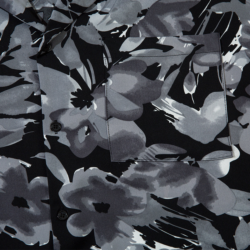 Vintage Streetwear Abstract Flower Print Shirts Casual Summer Tops Outwear Short Sleeve High Quality Fashion