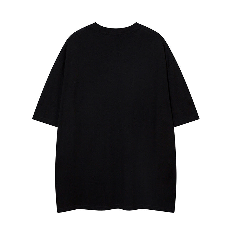 T Shirt Letter Graphic Embroidery Streetwear Loose Short Sleeve Simple Design Fashion Summer Hip Hop Top