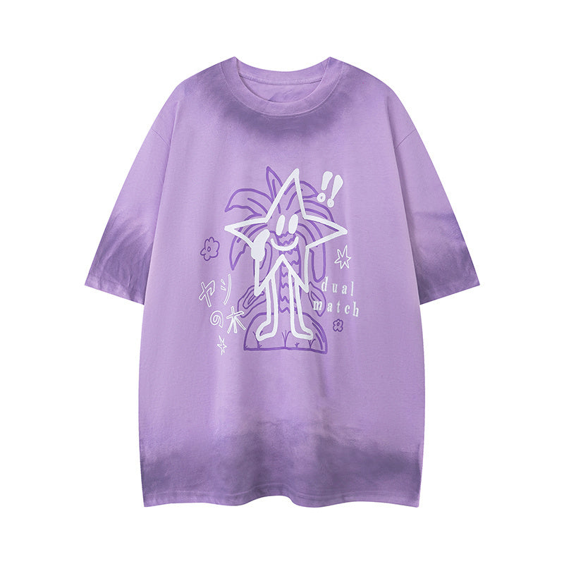 Streetwear Funny Pattern T Shirts Fashion Crew Neck Oversize Summer Cotton Short Sleeve High Quality Casual Distressed