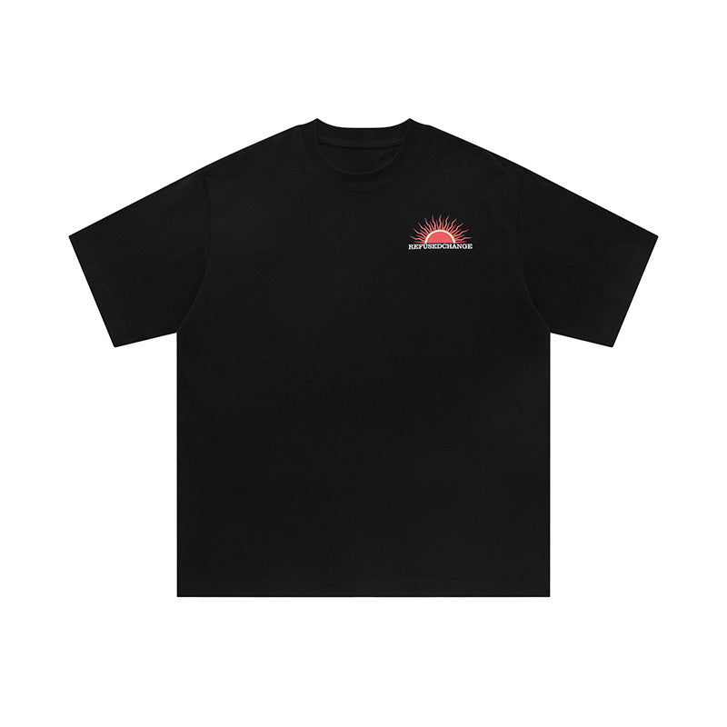 Streetwear Half Sun Graphic Print T Shirt Oversize Tees Fashion Summer Casual Top Short Sleeve