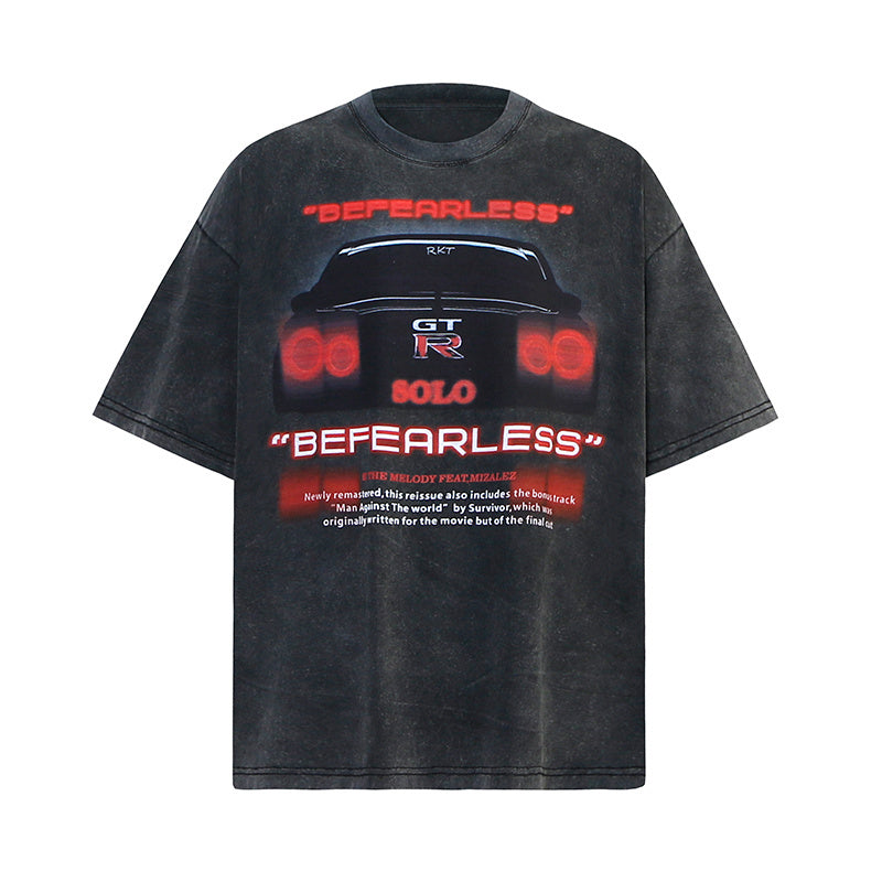 Streetwear T Shirts Trendy Crew Neck Tee Car Pattern Loose Cotton Short Sleeve High Quality Casual Summer