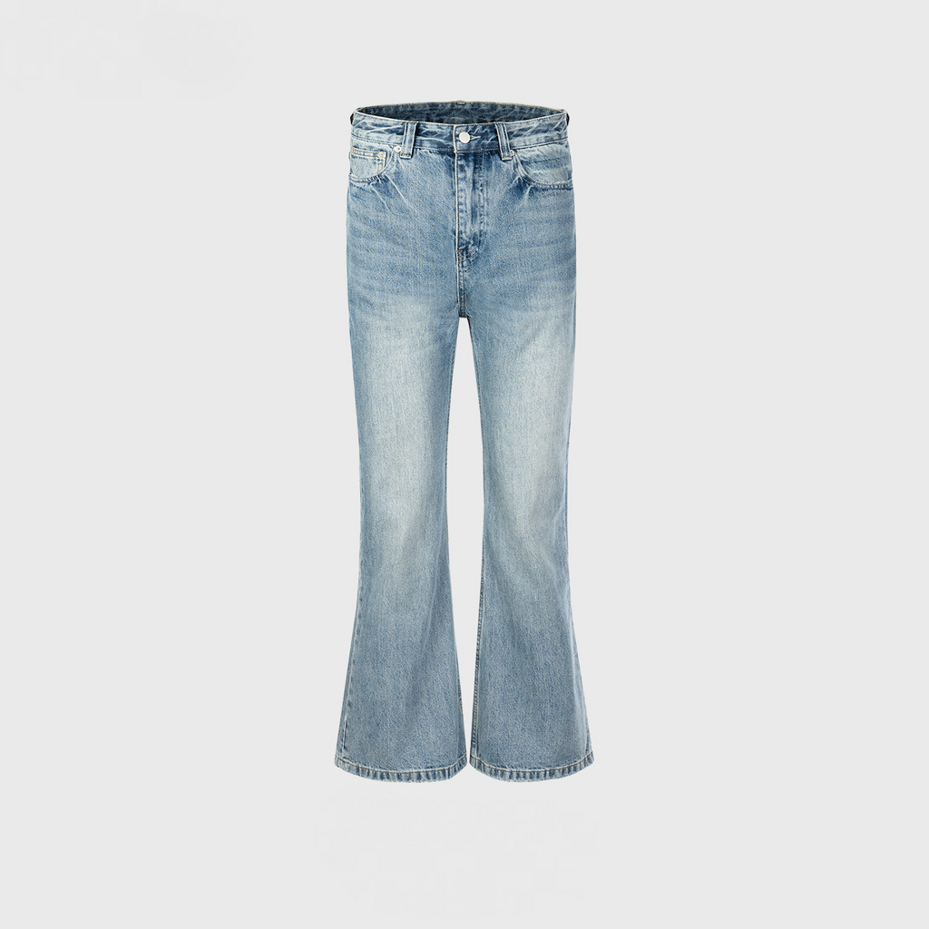 Men's Wear Women's Spring And Summer Urban Washed Trousers Unisex Dressed Micro-flared Blue Jeans