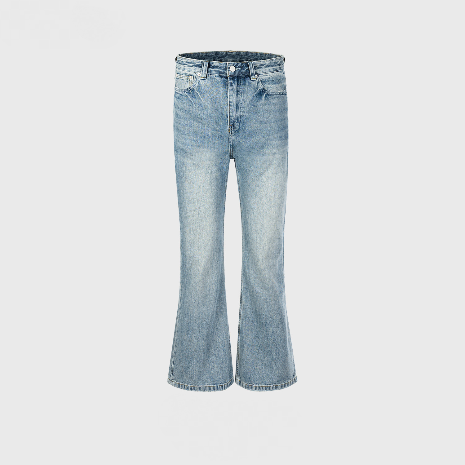 Men's Wear Women's Spring And Summer Urban Washed Trousers Unisex Dressed Micro-flared Blue Jeans