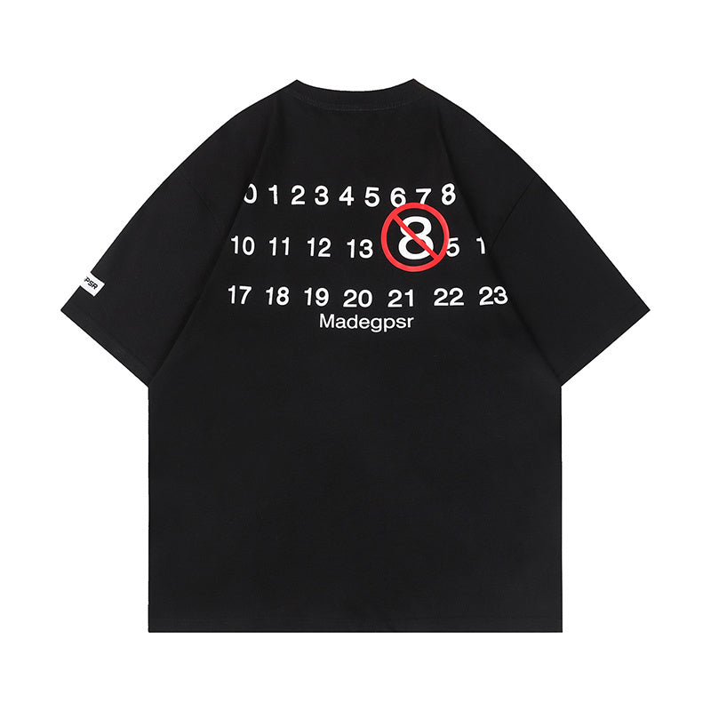 Streetwear T Shirts Number Print Casual Oversize Sports Style Loose Short Sleeve Cotton O Neck Hip Hop Tee Summer