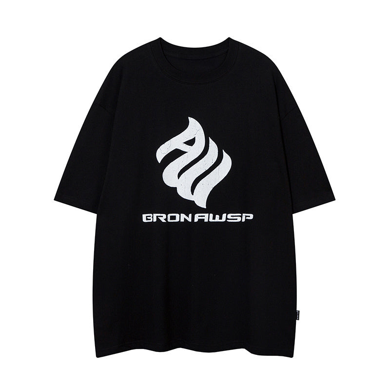 T Shirt Letter Print Streetwear Loose Short Sleeve Simple Design Fashion Summer Hip Hop Top