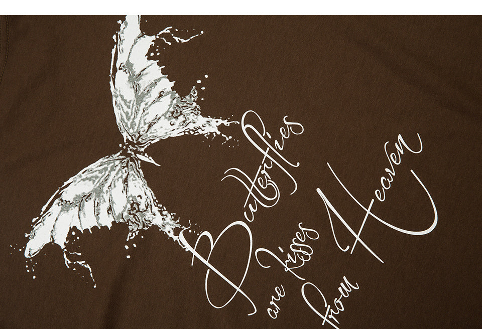 Butterfly Pattern T Shirts Fashion Streetwear Tee Oversize Crew Neck Summer Cotton High Quality Short Sleeve Casual