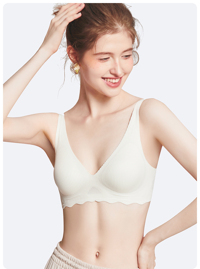 Pure Desire Wind Thin Jelly Gel Seamless Soft Support Underwear Girl's Big Chest Small Gathering Anti-sagging Bra Bra