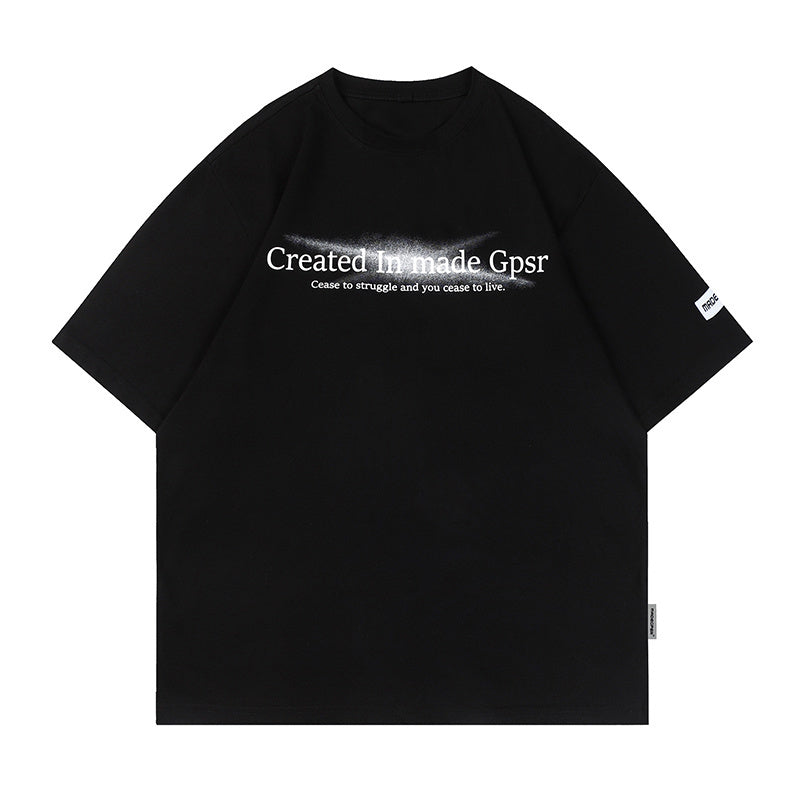 Simple Letter Print Streetwear T Shirts Oversize Loose Short Sleeve Harajuku Cotton Round Neck Tee Summer
