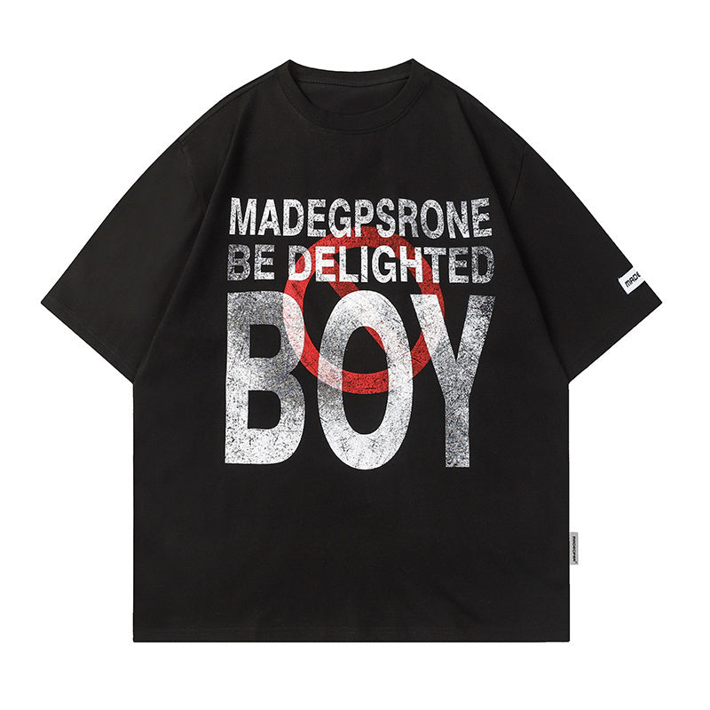Streetwear T Shirts Letter Print Casual Oversize Loose Short Sleeve Cotton Round Neck Hip Hop Tee Summer