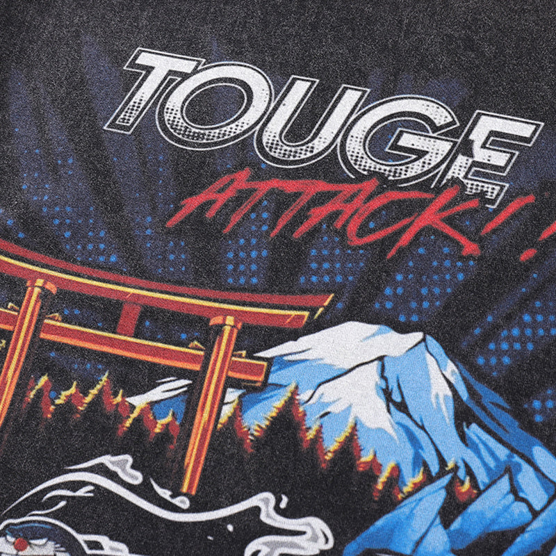 Vintage T Shirts Cotton Washed Loose Trendy Famous Anime Print Tee Streetwear Short Sleeve Casual O Neck Summer