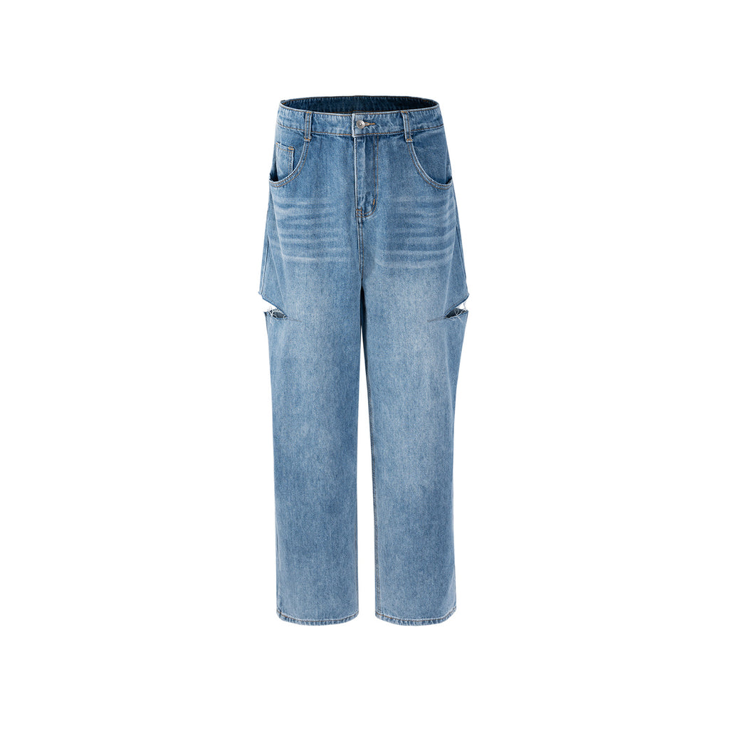 Women's Clothing Men's Hip-Hop Washed Dressed Trousers Trendy Men's And Women's Maggie Blanket Cut BAGGY Jeans