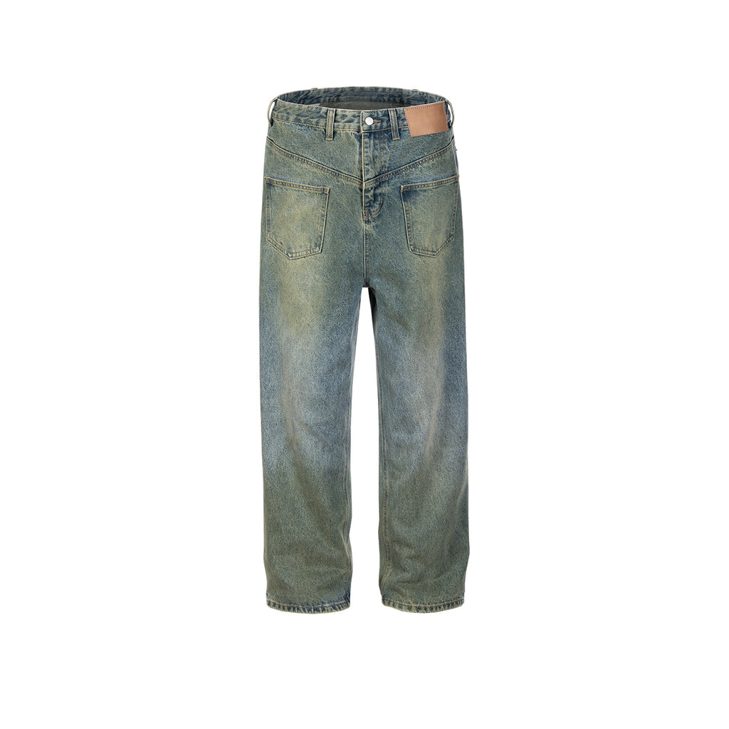 Men's Wear Women's Urban Men's And Women's Same-style Washed Trousers Trendy Front And Back Reverse Profile Blue Denim