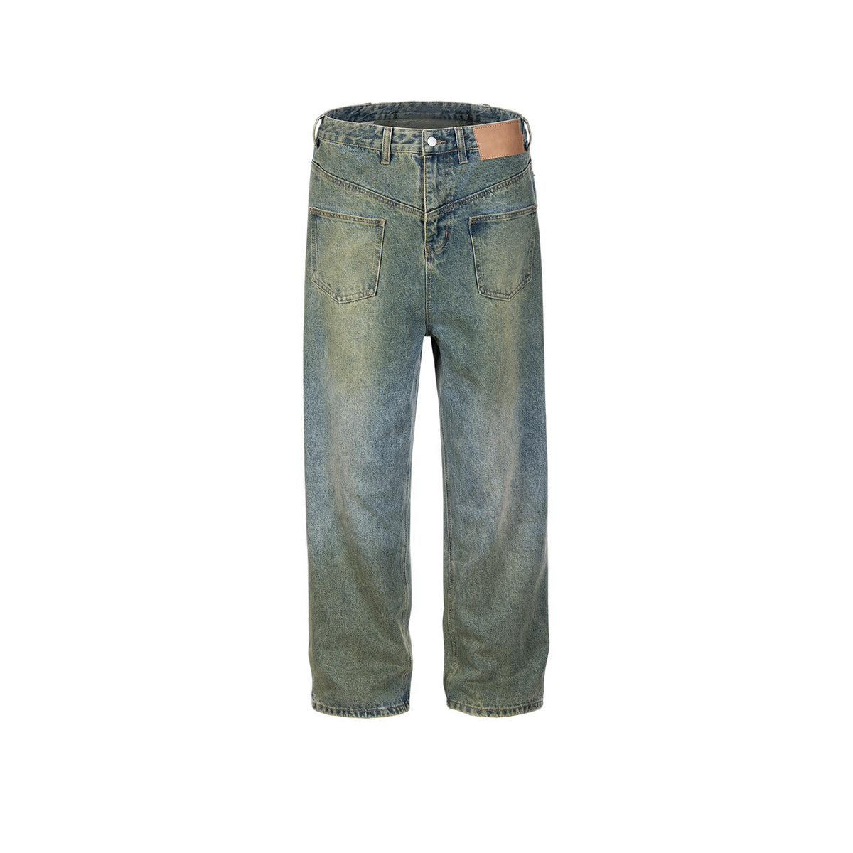Men's Wear Women's Urban Men's And Women's Same-style Washed Trousers Trendy Front And Back Reverse Profile Blue Denim