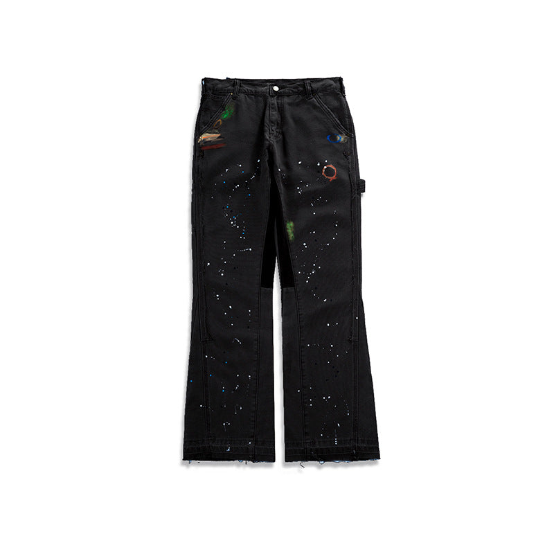 Men's And Women's Autumn And Winter Hip-Hop Fashion Brand Tooling Remodeled Style Flared Pants Men's And Women's Same Style Cat Whiskers Jeans