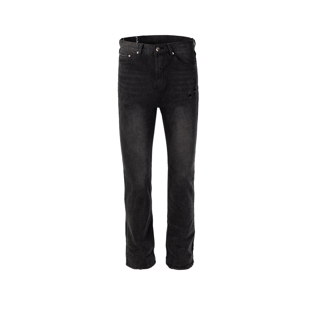 Men's And Women's Hip-Hop Washed Heavy Black Cow Men's And Women's Pants Slim-Fit Trendy Jeans