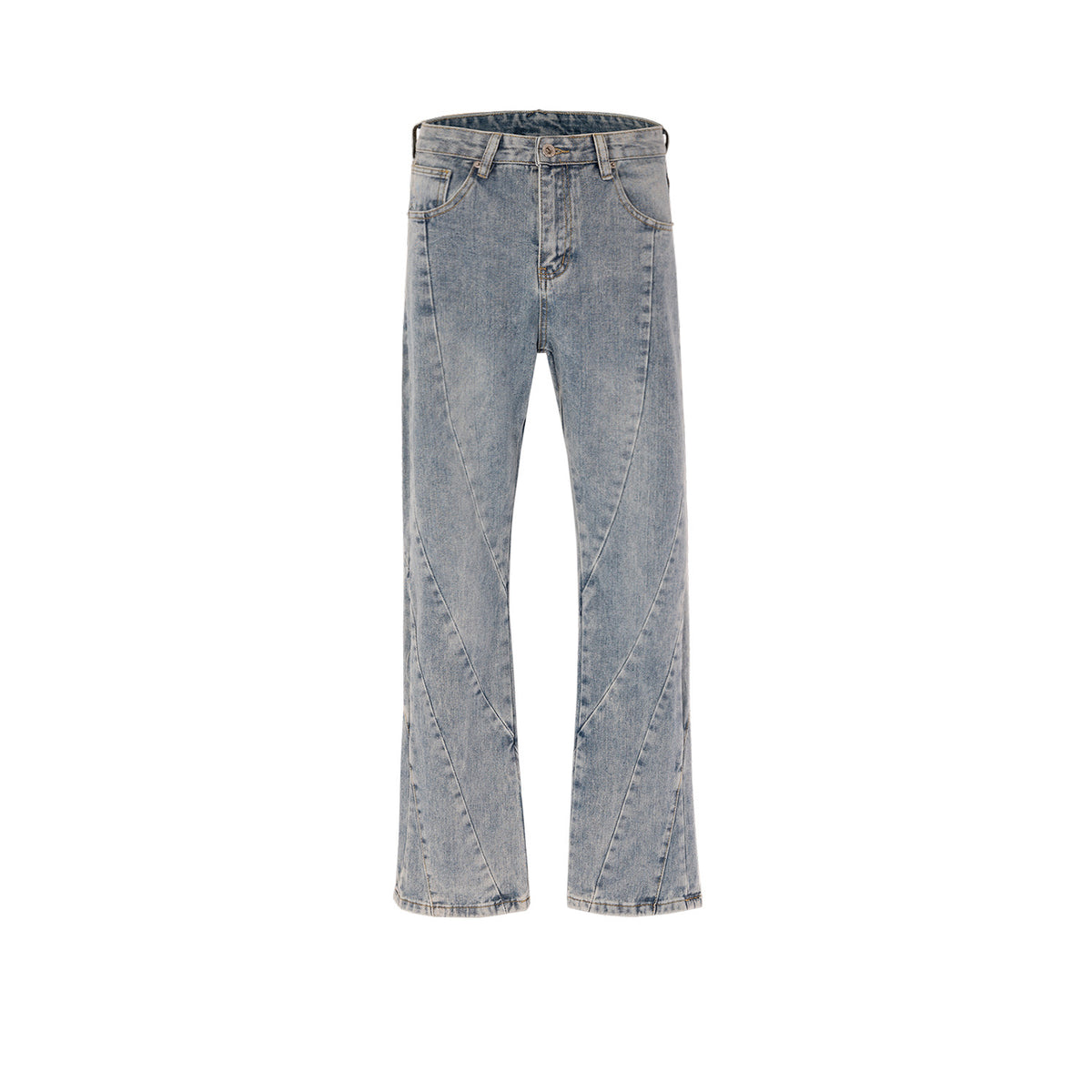 Women's Clothing Men's Hip-Hop Washed Old Pants Unisex Spiral Stitching Micro Multi-Size Blue Jeans