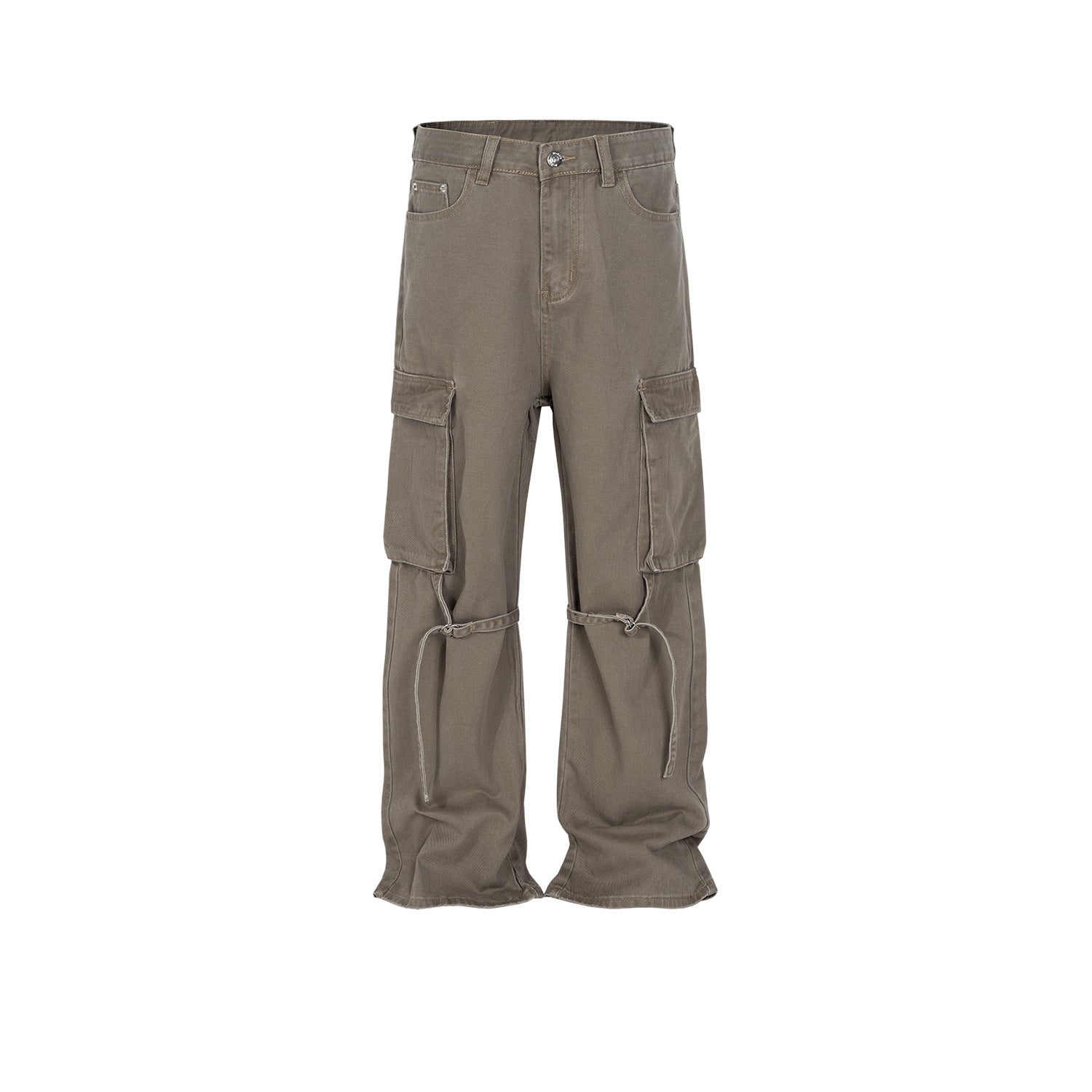 Men's And Women's Wash Old Pants Unisex Unisex Knee Belted Pleated Multi-size Trendy Jeans