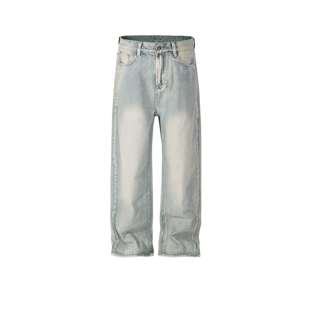 Men's Wear Women's High Street Trousers Men's And Women's Same-style White Wash Water-made Old Straight Slim-fit Multi-size Blue Jeans