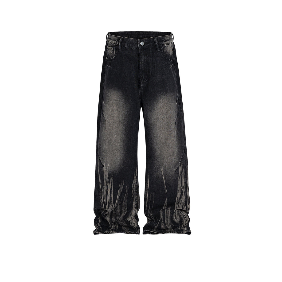 Men's And Women's Wash Old Pants Men's And Women's Same Style Laser Texture White Straight High Street Style Jeans