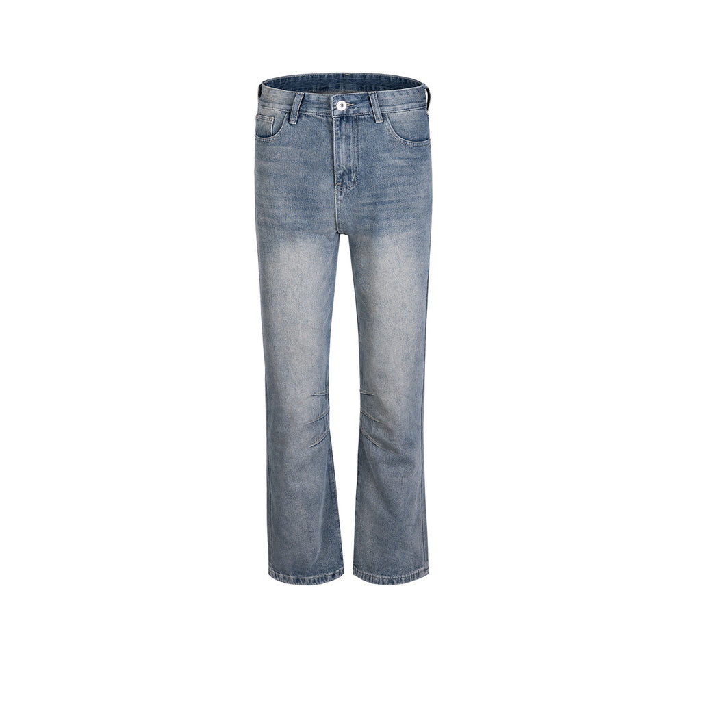 Men's Wear Women's Autumn And Winter Urban RO-style Slight Trousers Men's And Women's Washed Small Knee-cut Jeans