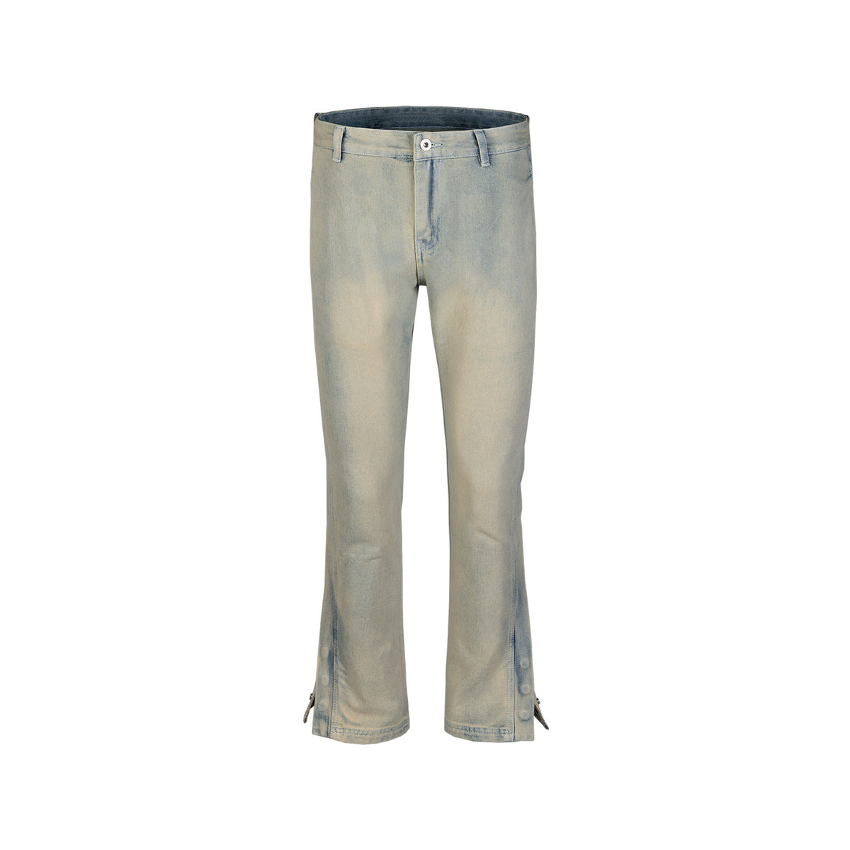 Men's Wear Women's Urban Side Full Opening Button Pants Men's And Women's Washed Distressed Wide-Foot Trendy Jeans